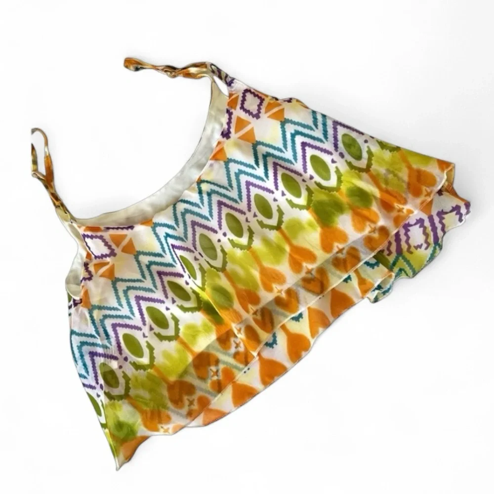 ⛔️SOLD⛔️ LAGACI Crop Top - Chiffon, Built-in Bra, Adj Straps - Sz M NWT - Picture 7 of 13